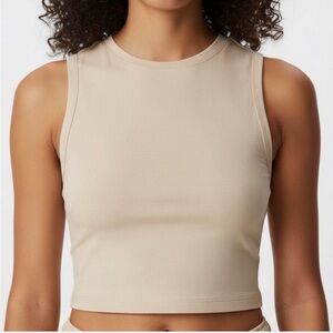 Zara Beige Sleeveless Crop Tank